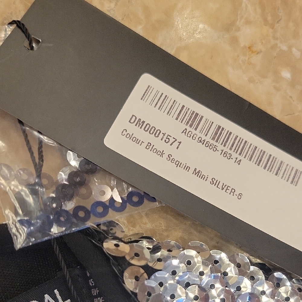 Nasty Gal Silver & Navy Sequin Colorblock Mini Skirt,  Sz 2 - Picture 12 of 12